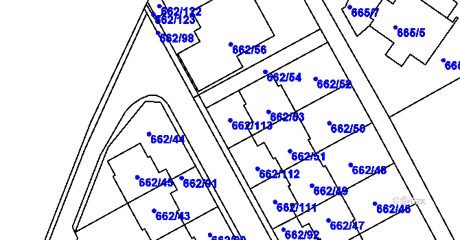 Parcela st. 662/113 v KÚ Sedlešovice, Katastrální mapa