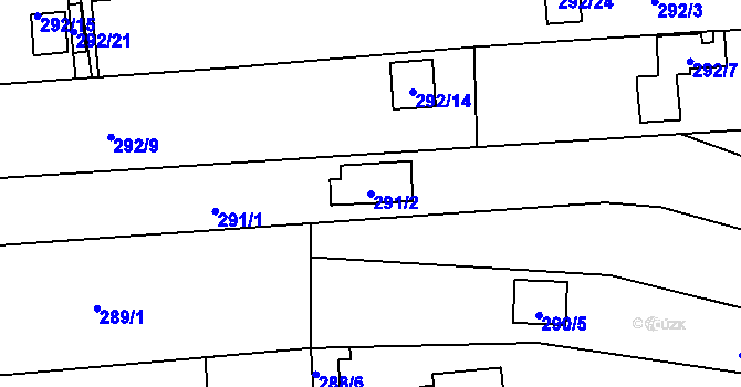 Parcela st. 291/2 v KÚ Sedlešovice, Katastrální mapa