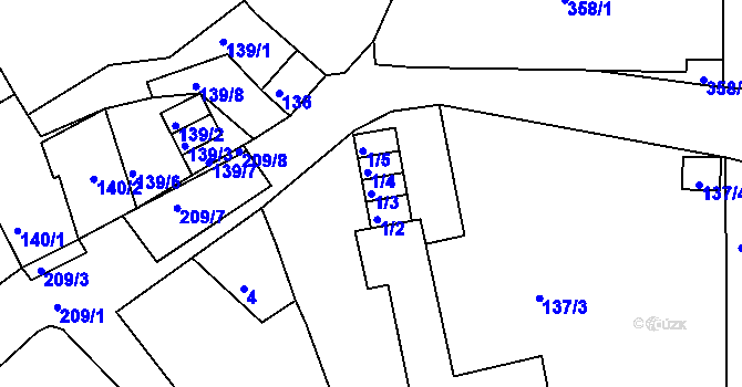 Parcela st. 1/3 v KÚ Sedlešovice, Katastrální mapa