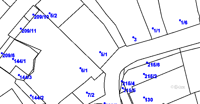 Parcela st. 5/1 v KÚ Sedlešovice, Katastrální mapa