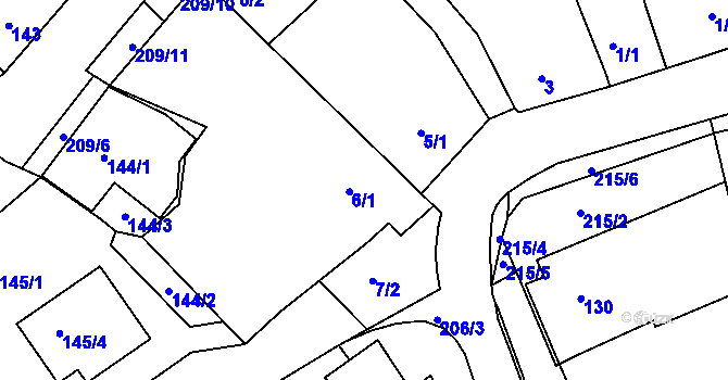 Parcela st. 6/1 v KÚ Sedlešovice, Katastrální mapa