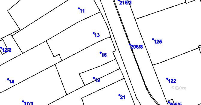 Parcela st. 16 v KÚ Sedlešovice, Katastrální mapa