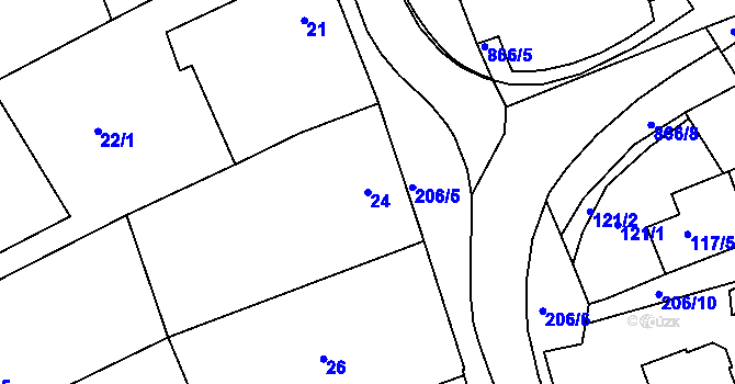 Parcela st. 24 v KÚ Sedlešovice, Katastrální mapa