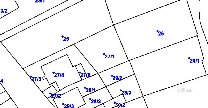 Parcela st. 27/1 v KÚ Sedlešovice, Katastrální mapa