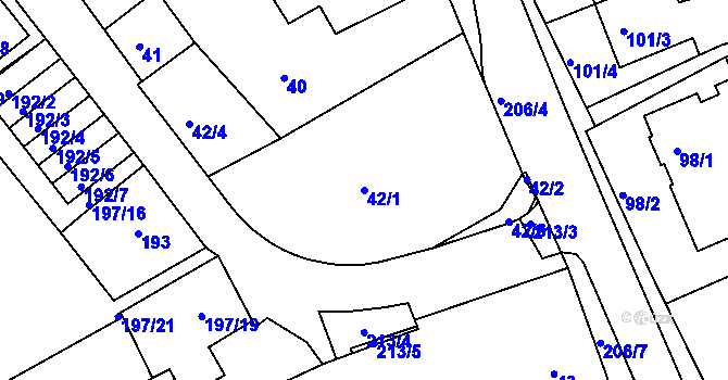 Parcela st. 42/1 v KÚ Sedlešovice, Katastrální mapa