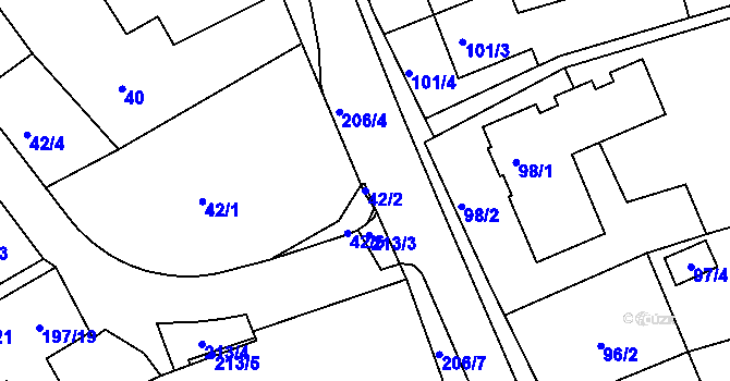 Parcela st. 42/2 v KÚ Sedlešovice, Katastrální mapa