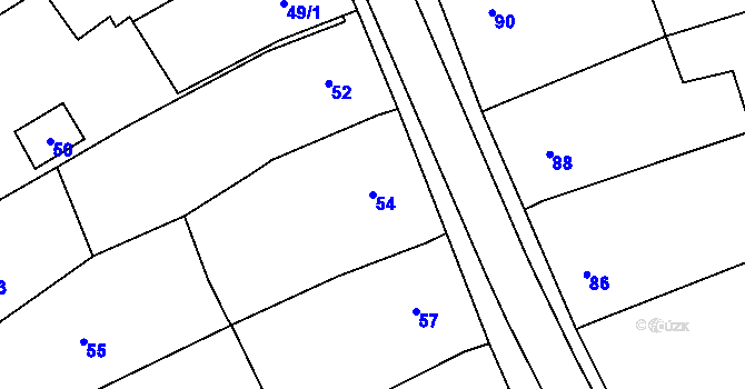 Parcela st. 54 v KÚ Sedlešovice, Katastrální mapa