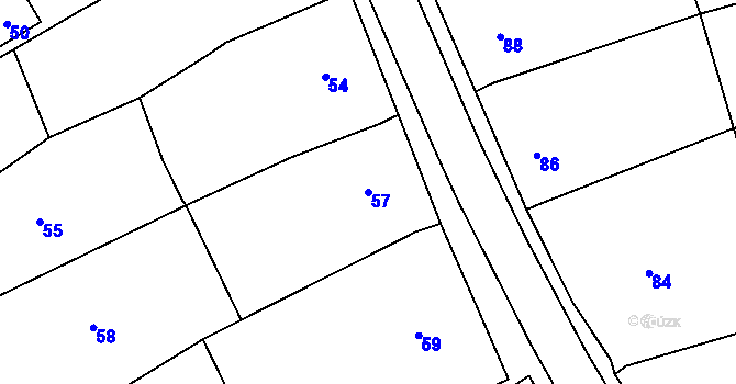 Parcela st. 57 v KÚ Sedlešovice, Katastrální mapa