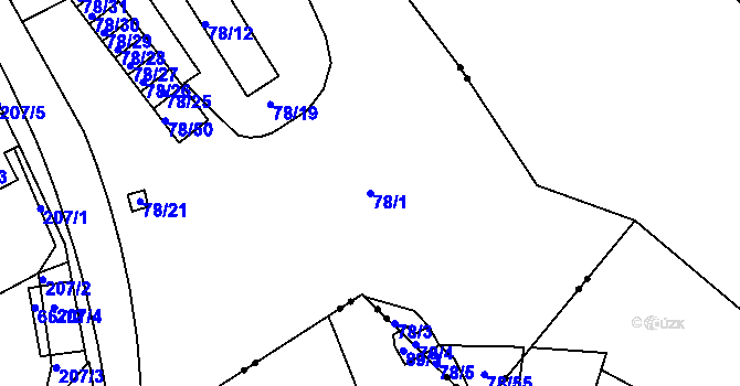 Parcela st. 78/1 v KÚ Sedlešovice, Katastrální mapa