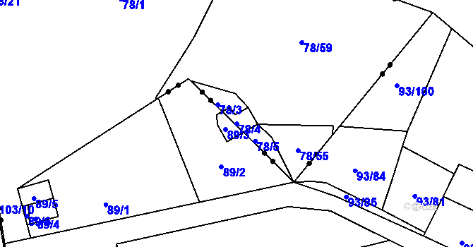Parcela st. 78/4 v KÚ Sedlešovice, Katastrální mapa
