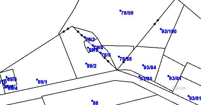 Parcela st. 78/5 v KÚ Sedlešovice, Katastrální mapa