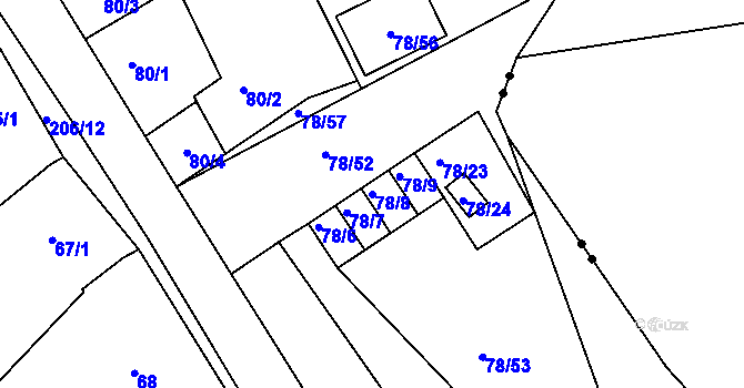 Parcela st. 78/8 v KÚ Sedlešovice, Katastrální mapa