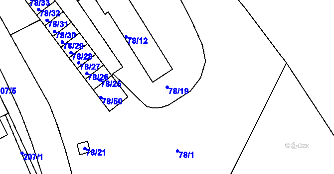 Parcela st. 78/19 v KÚ Sedlešovice, Katastrální mapa