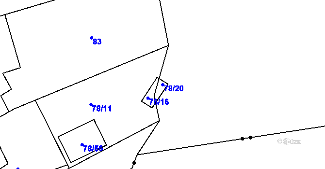 Parcela st. 78/20 v KÚ Sedlešovice, Katastrální mapa