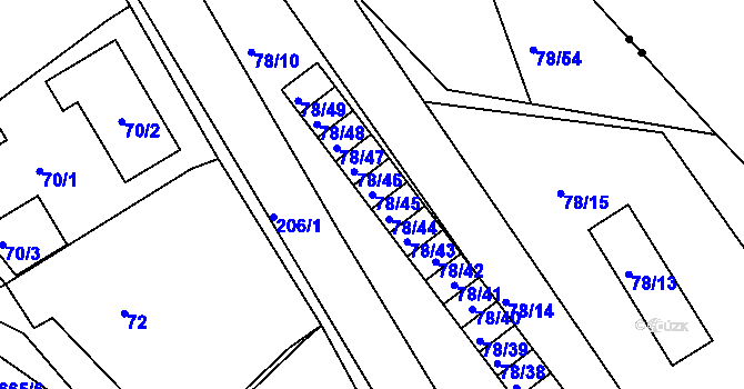 Parcela st. 78/45 v KÚ Sedlešovice, Katastrální mapa