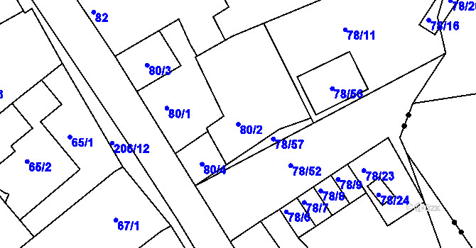 Parcela st. 80/2 v KÚ Sedlešovice, Katastrální mapa