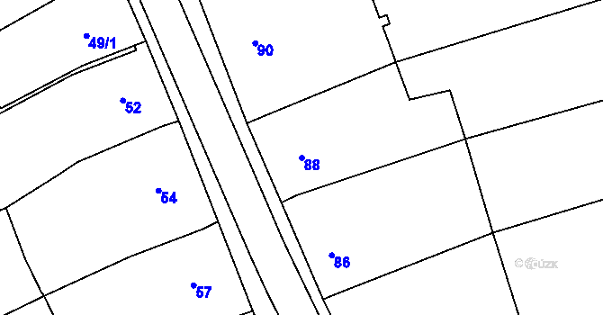 Parcela st. 88 v KÚ Sedlešovice, Katastrální mapa