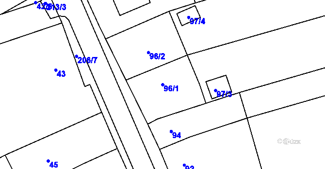 Parcela st. 96/1 v KÚ Sedlešovice, Katastrální mapa