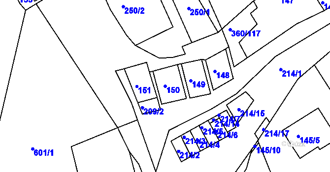 Parcela st. 150 v KÚ Sedlešovice, Katastrální mapa