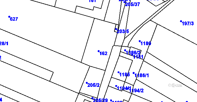 Parcela st. 162 v KÚ Sedlešovice, Katastrální mapa