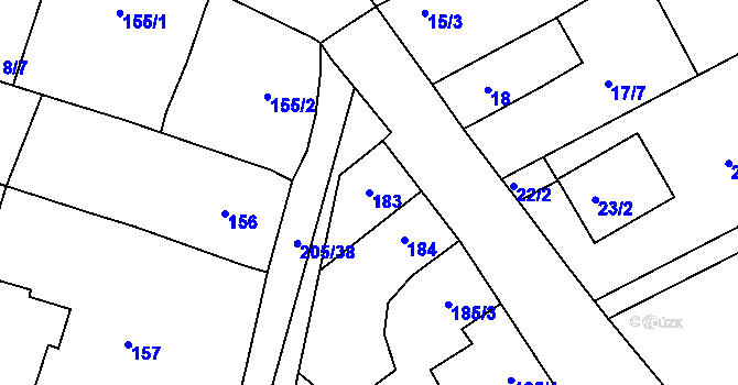 Parcela st. 183 v KÚ Sedlešovice, Katastrální mapa
