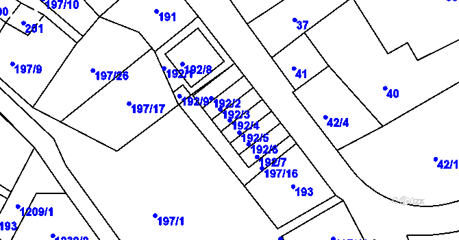 Parcela st. 192/4 v KÚ Sedlešovice, Katastrální mapa