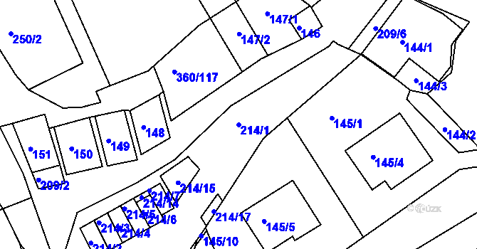 Parcela st. 214/1 v KÚ Sedlešovice, Katastrální mapa