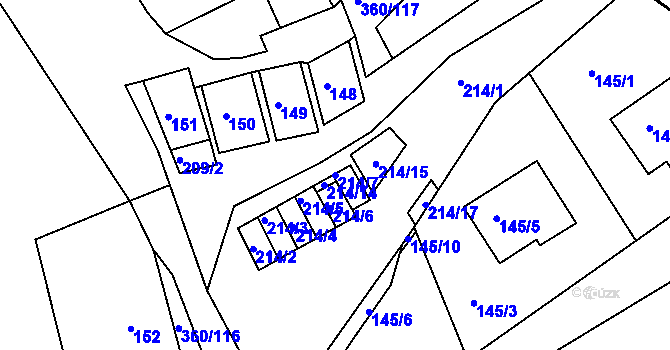 Parcela st. 214/7 v KÚ Sedlešovice, Katastrální mapa