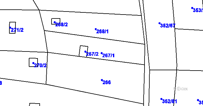Parcela st. 267/1 v KÚ Sedlešovice, Katastrální mapa