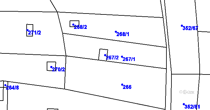 Parcela st. 267/2 v KÚ Sedlešovice, Katastrální mapa