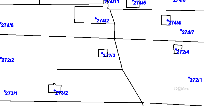 Parcela st. 272/3 v KÚ Sedlešovice, Katastrální mapa