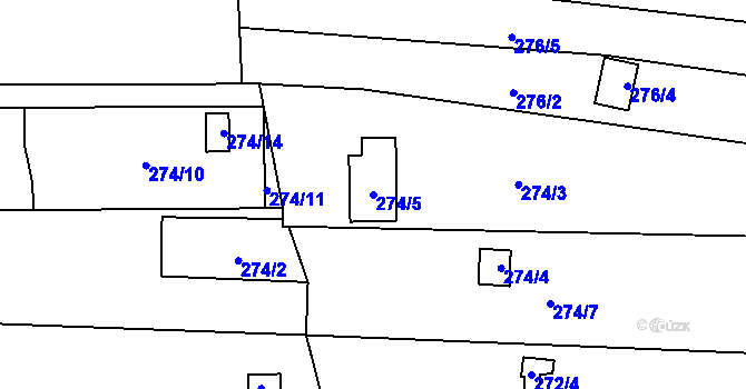 Parcela st. 274/5 v KÚ Sedlešovice, Katastrální mapa