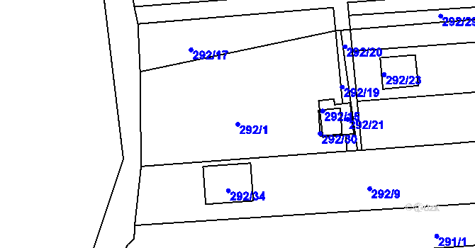 Parcela st. 292/1 v KÚ Sedlešovice, Katastrální mapa