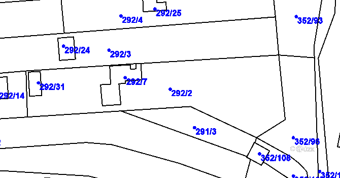 Parcela st. 292/2 v KÚ Sedlešovice, Katastrální mapa