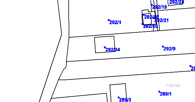 Parcela st. 292/8 v KÚ Sedlešovice, Katastrální mapa