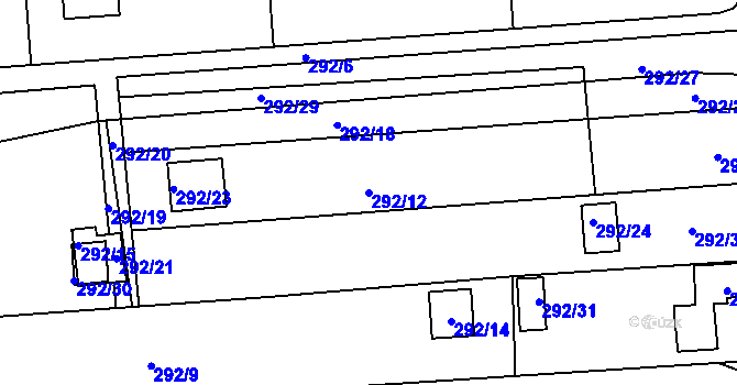 Parcela st. 292/12 v KÚ Sedlešovice, Katastrální mapa
