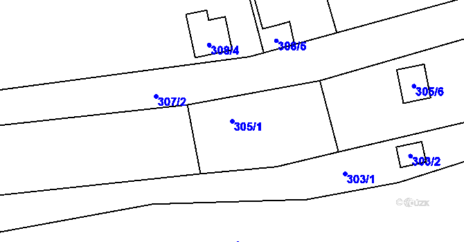 Parcela st. 305/1 v KÚ Sedlešovice, Katastrální mapa