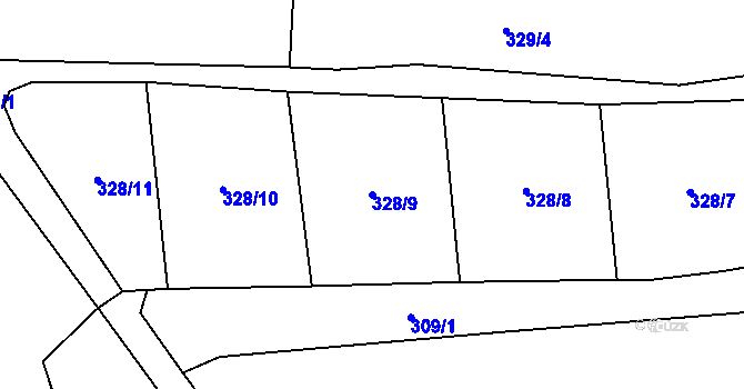 Parcela st. 328/9 v KÚ Sedlešovice, Katastrální mapa