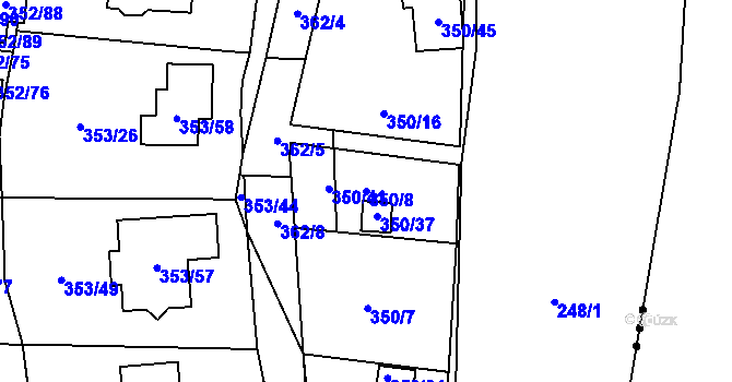 Parcela st. 350/8 v KÚ Sedlešovice, Katastrální mapa