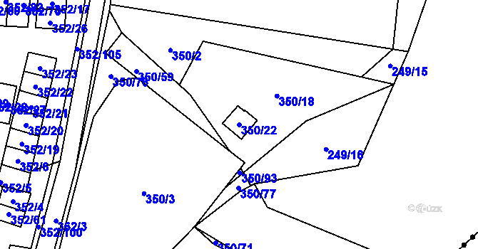 Parcela st. 350/22 v KÚ Sedlešovice, Katastrální mapa