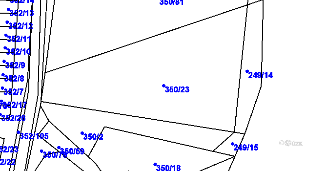 Parcela st. 350/23 v KÚ Sedlešovice, Katastrální mapa
