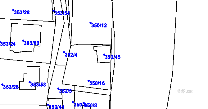 Parcela st. 350/45 v KÚ Sedlešovice, Katastrální mapa