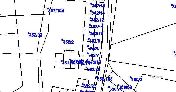 Parcela st. 352/8 v KÚ Sedlešovice, Katastrální mapa