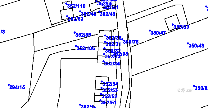 Parcela st. 352/33 v KÚ Sedlešovice, Katastrální mapa