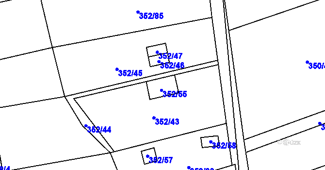 Parcela st. 352/55 v KÚ Sedlešovice, Katastrální mapa