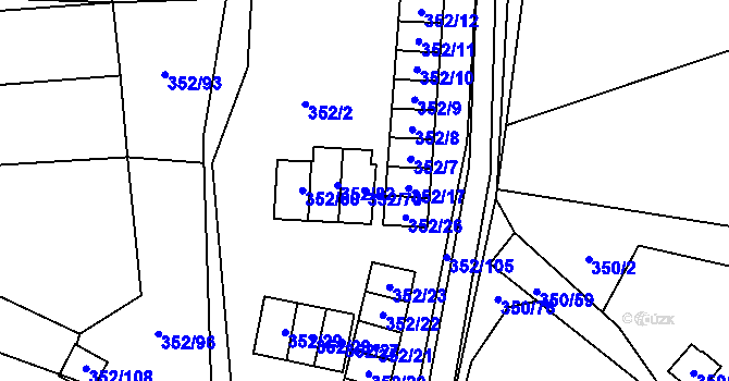 Parcela st. 352/70 v KÚ Sedlešovice, Katastrální mapa