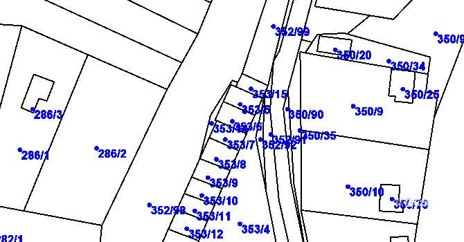 Parcela st. 353/6 v KÚ Sedlešovice, Katastrální mapa