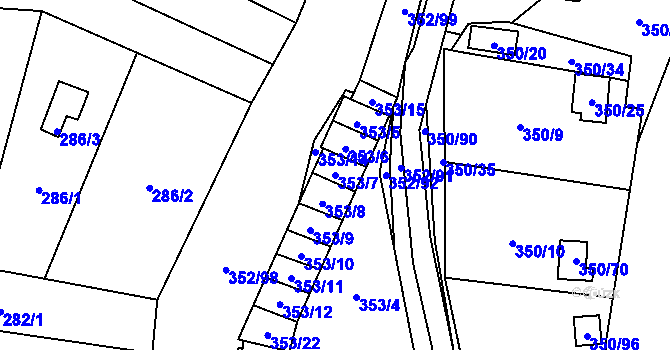 Parcela st. 353/7 v KÚ Sedlešovice, Katastrální mapa