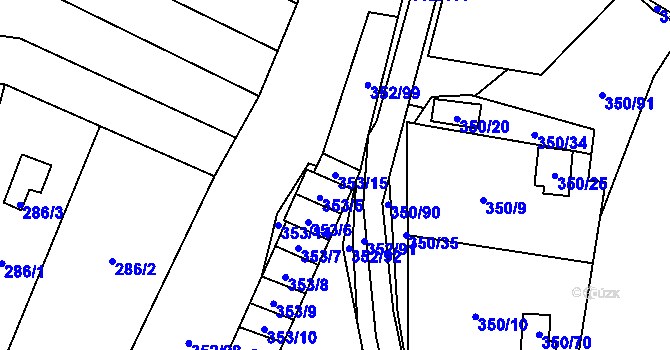 Parcela st. 353/15 v KÚ Sedlešovice, Katastrální mapa
