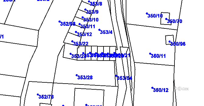 Parcela st. 353/19 v KÚ Sedlešovice, Katastrální mapa